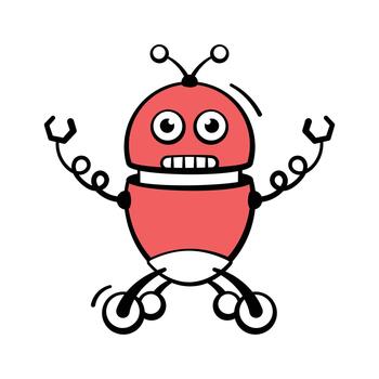 Hand drawn icon of Tiny AI robot used for futuristic nano-technology vector