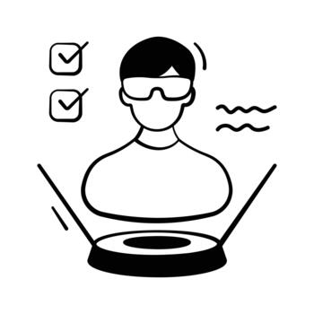 Hand drawn icon of digital avatar representing virtual identity in metaverse. vector