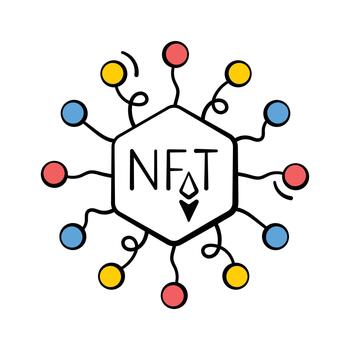 Creatively designed amazing hand drawn icon of nft token, ready to use vector