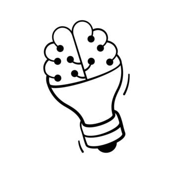A lightbulb with neural nodes, Creative AI idea concept icon. vector
