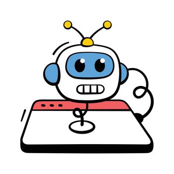 Cute robot chatbot used for AI conversation and automation, trendy icon vector