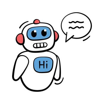 Cute robot chatbot used for AI conversation and automation, trendy icon, vector
