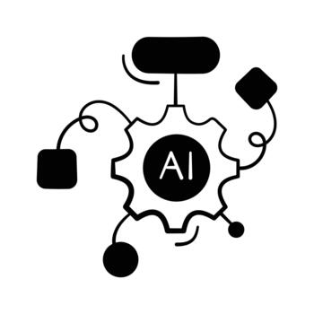 AI algorithm system for data and decision logic, premium hand drawn . vector
