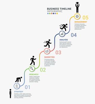 Abstract business infographic design template with 5 options. Colorful Timeline diagram with 6 steps background. vector