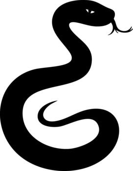 Stylized black snake icon design isolated on white background for graphic use vector