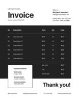 minimalist generic monochrome invoice template