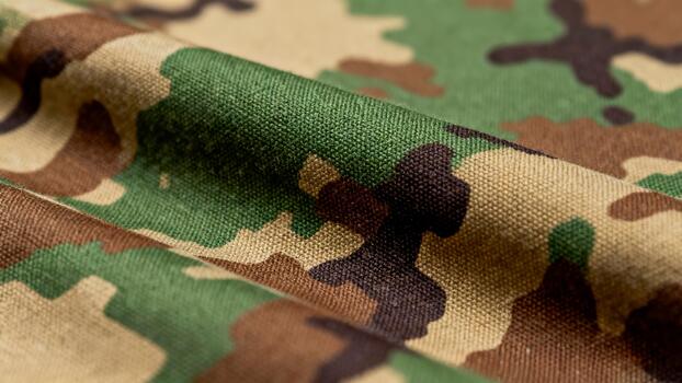 Camouflage of the Military Uniform Fabric Texture Close-up Pattern photo