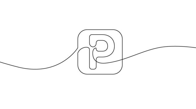 Continuous one line drawing of a parking icon. Minimalist contour of a car parking sign created with a single uninterrupted stroke. Simple outline style for transport, navigation vector