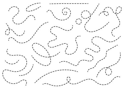 Path travel illustration featuring a dotted and dashed line representing a trip route, destination marker, and journey silhouette. A simple and clean travel symbol showing navigation vector