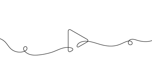 Minimal continuous one-line drawing of a play icon. Simple linear play button symbol, elegant abstract outline design for media, interface, navigation or app elements. illustration. vector