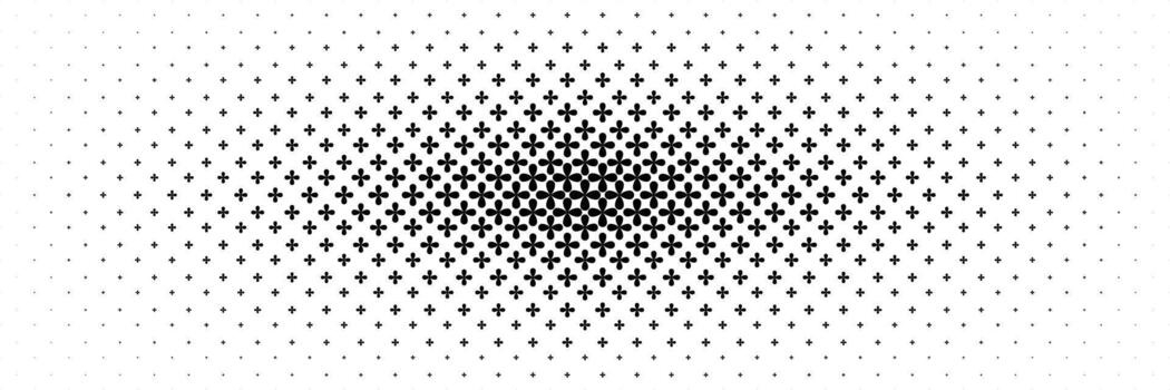 horizontal halftone spread from center of black beautiful flower on white for pattern and background. vector