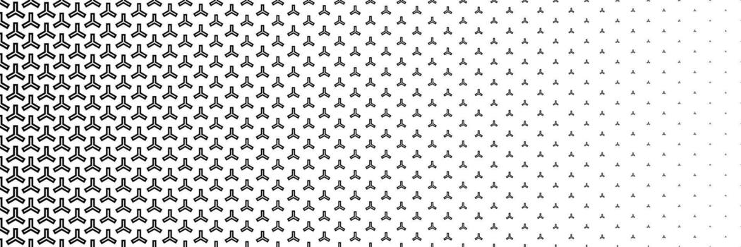 horizontal black halftone of rectangle design as three ways for pattern and background. vector