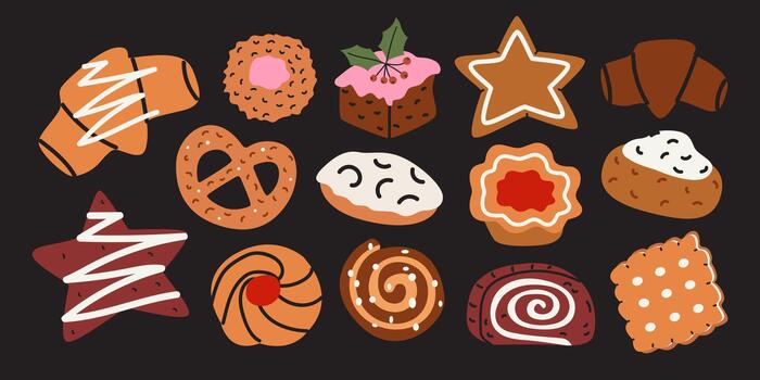 Collection of colorful holiday cookies vector