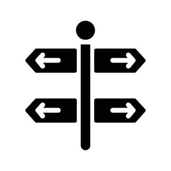 Signpost with direction arrows shows the way forward and backward on white background vector