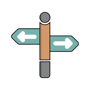 A direction sign shows two choices pointing left and right on white background vector