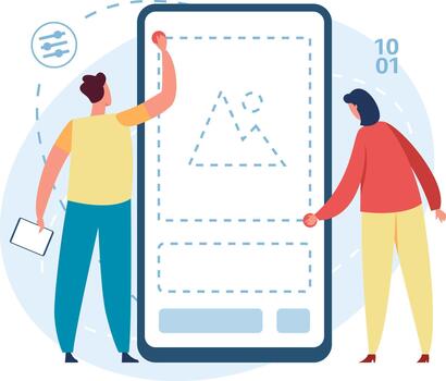 desarrolladores diseño usuario interfaz para móvil solicitud vector