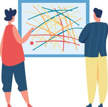 People analyzing complex data visualization strategy vector