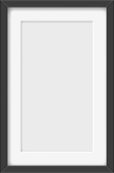 Empty black picture frame with white mat for display vector