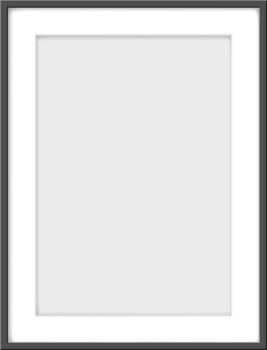 Blank dark frame displaying empty white mat board vector
