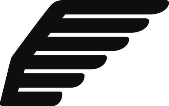 Stylized wing icon representing flight and speed vector