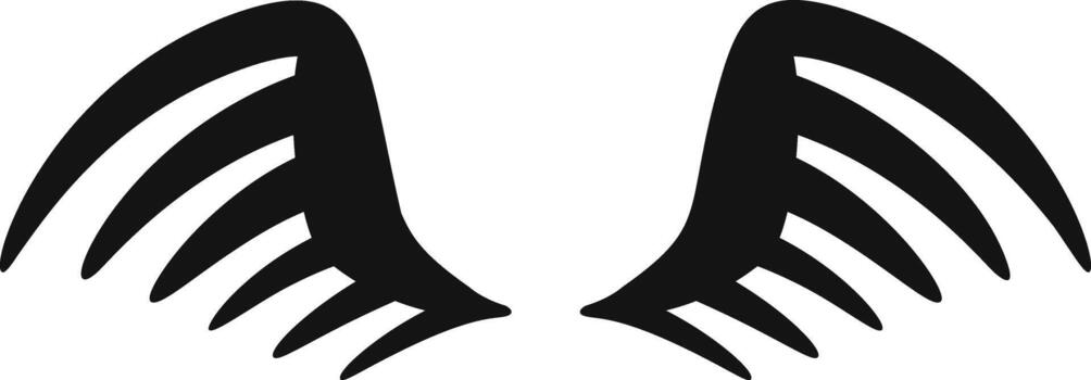 Black abstract wings symbol representing flight and freedom vector