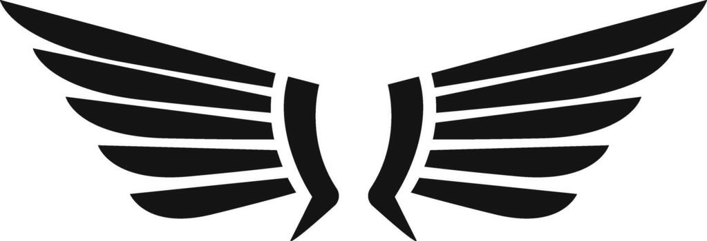Black abstract wings graphic design element vector