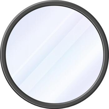 Round empty mirror showing reflection on glass vector