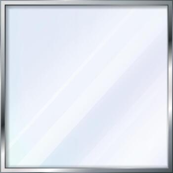 Empty clear glass window with chrome frame vector