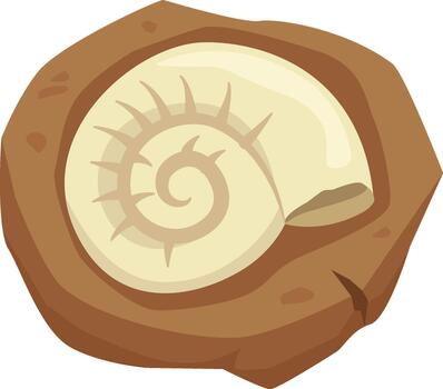 fósil espiral cáscara incrustado en marrón rock vector