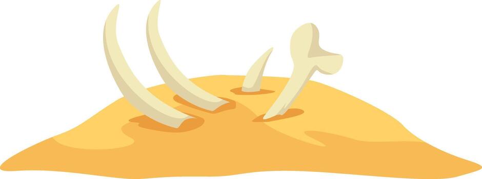 Ancient bones and tusks emerging from desert sand vector