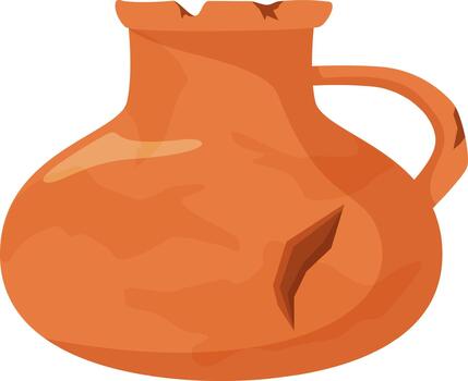 Broken ancient clay pot showing historical artifact vector
