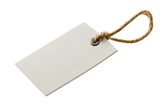 em branco texturizado branco retangular tag com juta corda ciclo isolado em uma transparente fundo imagem png