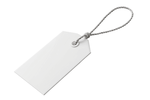 tom vit rektangulär märka med flätad sträng slinga isolerat på en transparent bakgrund bild png