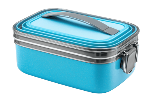 blauw rechthoekig lunch doos met stapelbaar lagen en omgaan met geïsoleerd Aan een transparant achtergrond lunchbox png