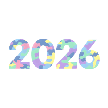 Colorful abstract patterned number twenty twenty six isolated on transparent background png