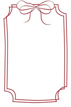 Hand-drawn trendy festive frame with a red bow in doodle line art style vector