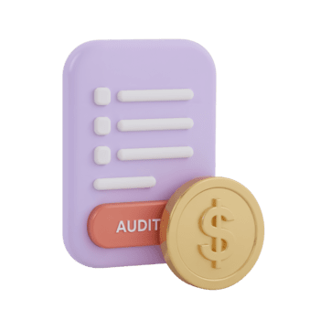 minimalistisk 3d tolkning av en finansiell granska begrepp med isolerat genomskinlig miljö, en png