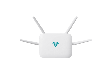 Wireless internet router against an isolated transparent backdrop for seamless integration into png