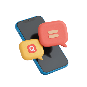 teléfono inteligente mostrando estilizado habla burbujas representando comunicación en digital espacios con png