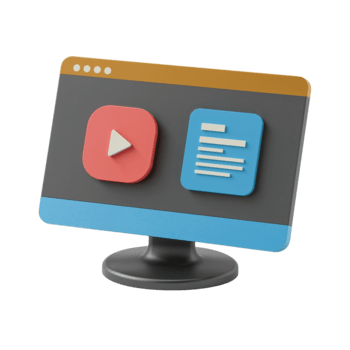 Stylized Desktop Computer Screen Displaying Multimedia and Document Application Icons Isolated png