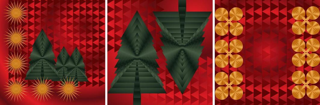 Geometric Christmas Trees and Ornaments Abstract Background vector