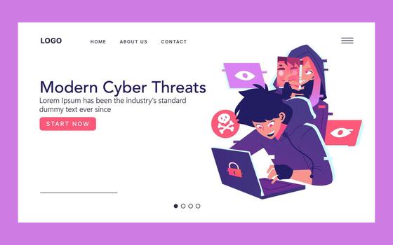 hacker comprometido en ciber ataque ilustración vector