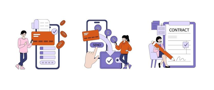 digital actas y contrato firma ilustración vector