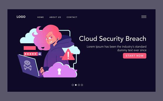 Hacker Targeting Cloud Security in Illustration vector