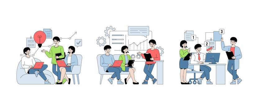 Teamwork in a modern office environment vector