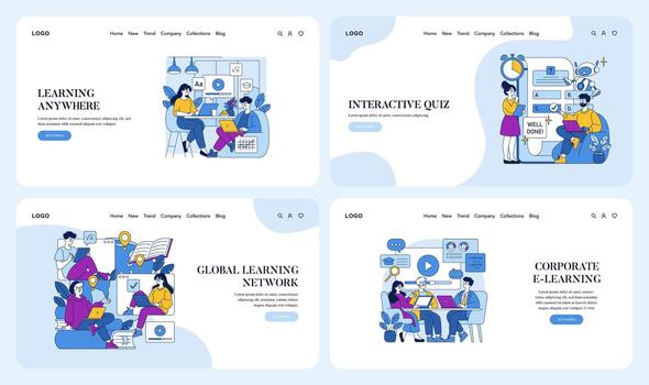 E-learning platform illustrations for various purposes vector