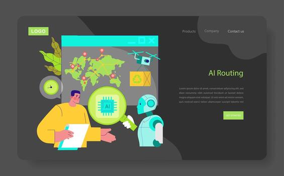 ai enrutamiento concepto con humano y robot Interacción vector