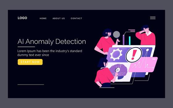 AI Anomaly Detection Concept with Engaged Team vector