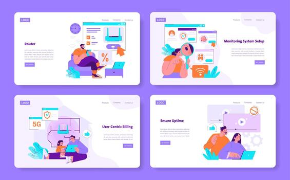 Digital illustration of router setup features vector