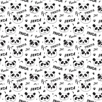 Seamless pattern with panda bear vector